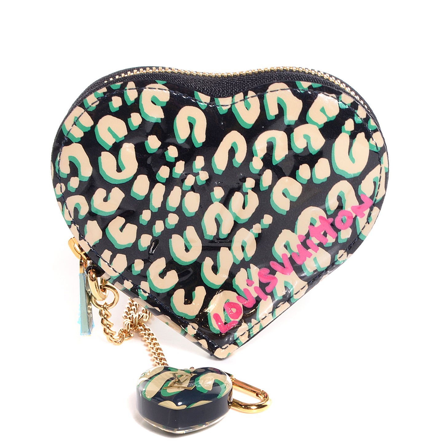 Vernis Leopard Coeur Heart Coin Purse Blue Infini
