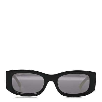 Chanel Acetate Rectangle Sunglasses 5525 Black White 2 of 7