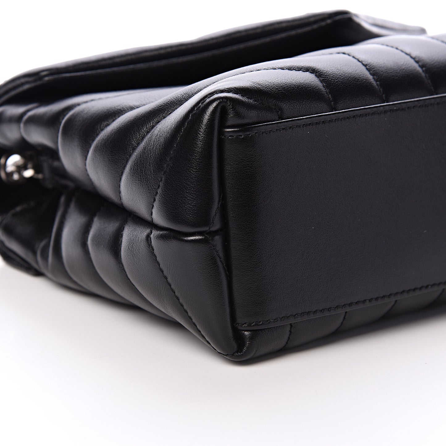 Calfskin Y Quilted Monogram Small Loulou Chain Satchel Black