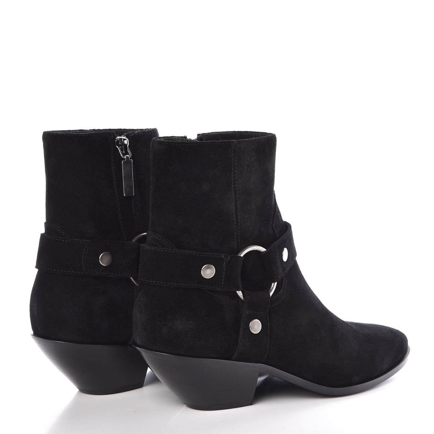 Suede West Harness Ankle Booties 39 Black