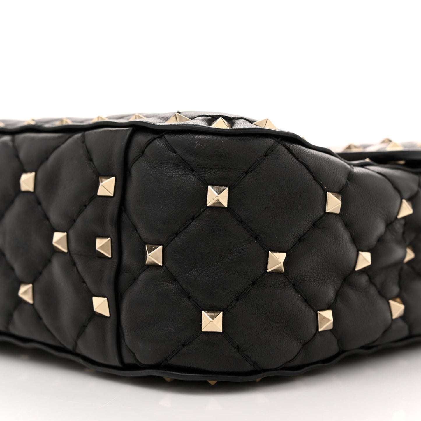 Lambskin VLTN Print Medium Rockstud Spike Shoulder Bag Black