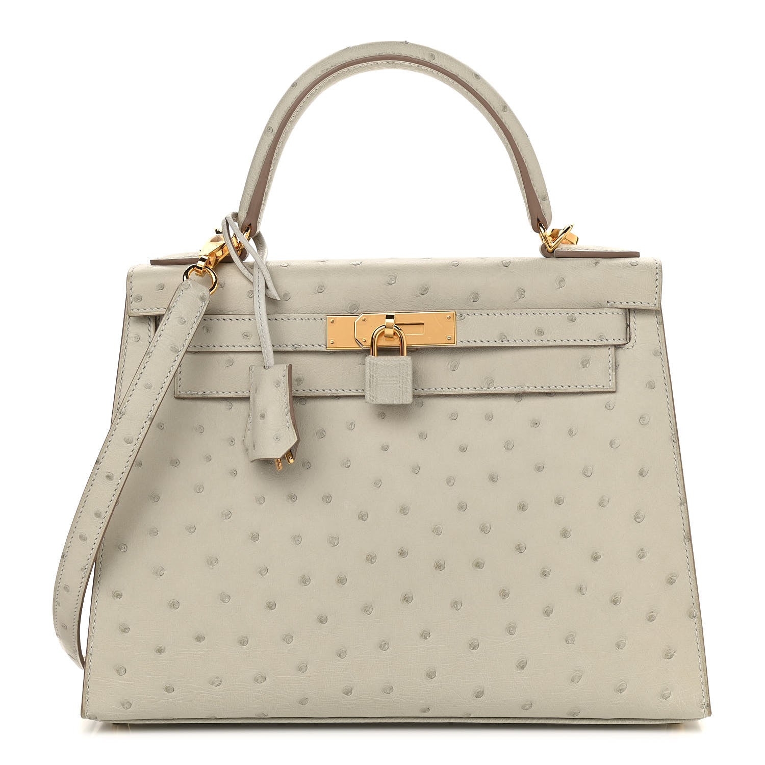 Hermes Ostrich Kelly Sellier 28 Gris Perle 1 of 11