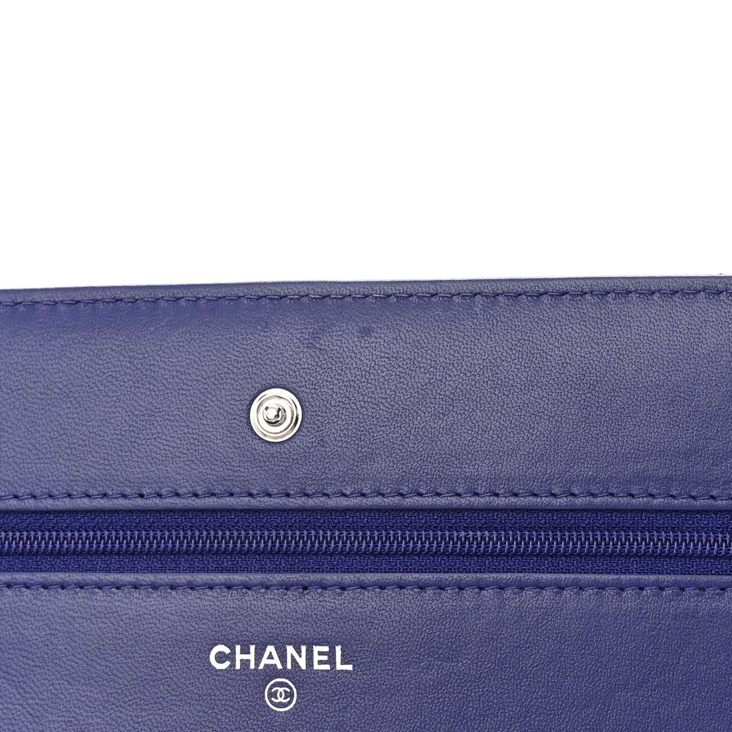 Lambskin Quilted Wallet On Chain WOC Blue