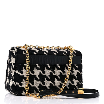 Christian Dior Technical Canvas Macro Houndstooth Medium Caro Bag Black White 3 of 12