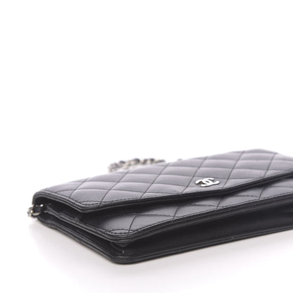 Chanel Lambskin Quilted Wallet On Chain WOC Black 11 of 12