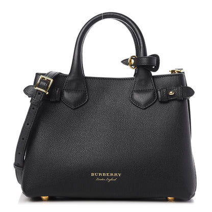 Burberry Grainy Calfskin House Check Small Banner Tote Black 1 of 10