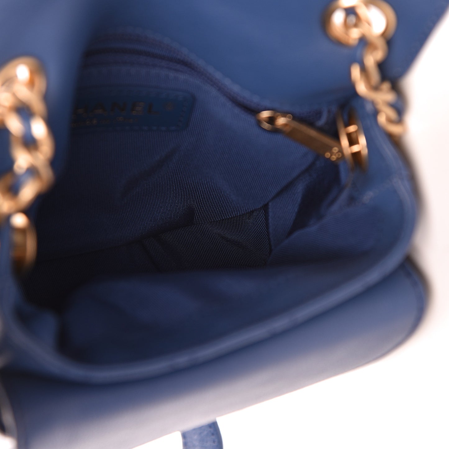 Calfskin Quilted Small Messenger Flap Blue