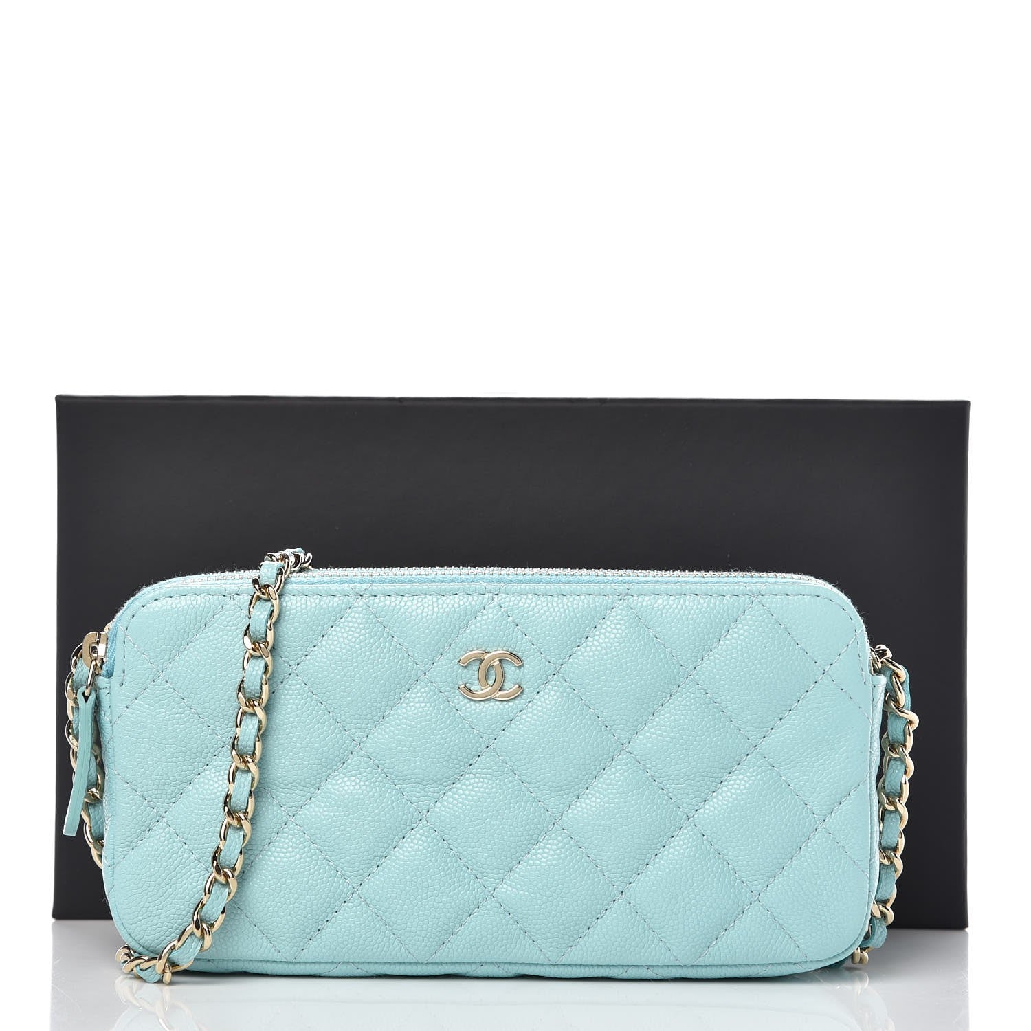 Chanel Caviar Quilted Small Clutch With Chain Light Blue 11 of 11
