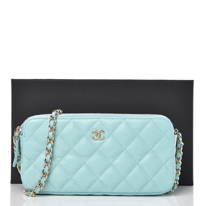Chanel Caviar Quilted Small Clutch With Chain Light Blue 11 of 11