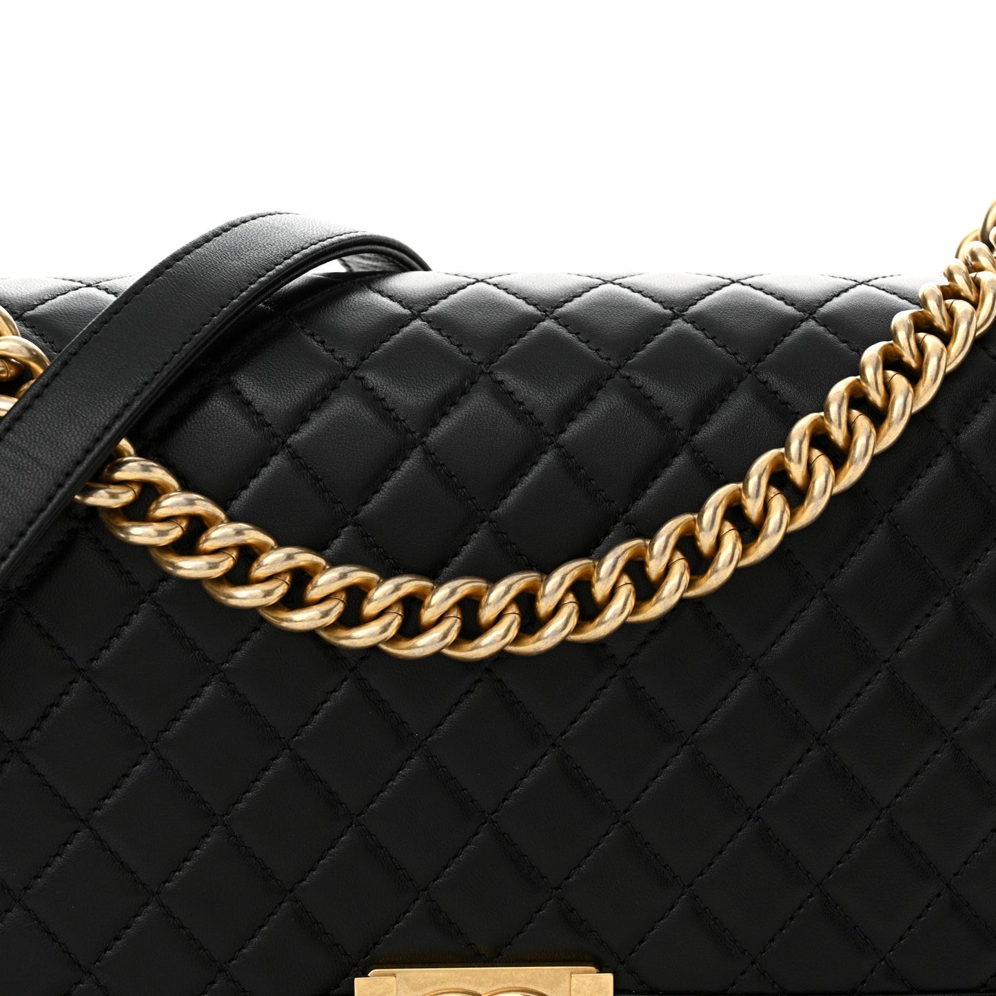 Lambskin Quilted New Medium Boy Flap Black