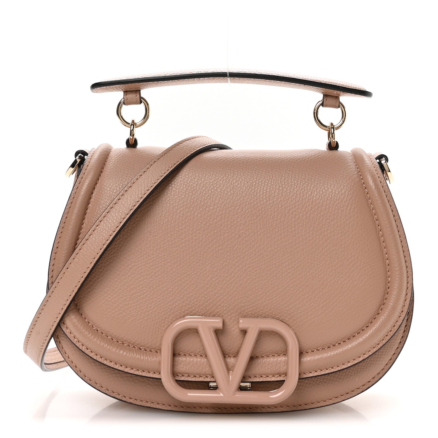 Valentino Garavani Grainy Calfskin VSling Saddle Bag Rose Cannelle 1 of 10