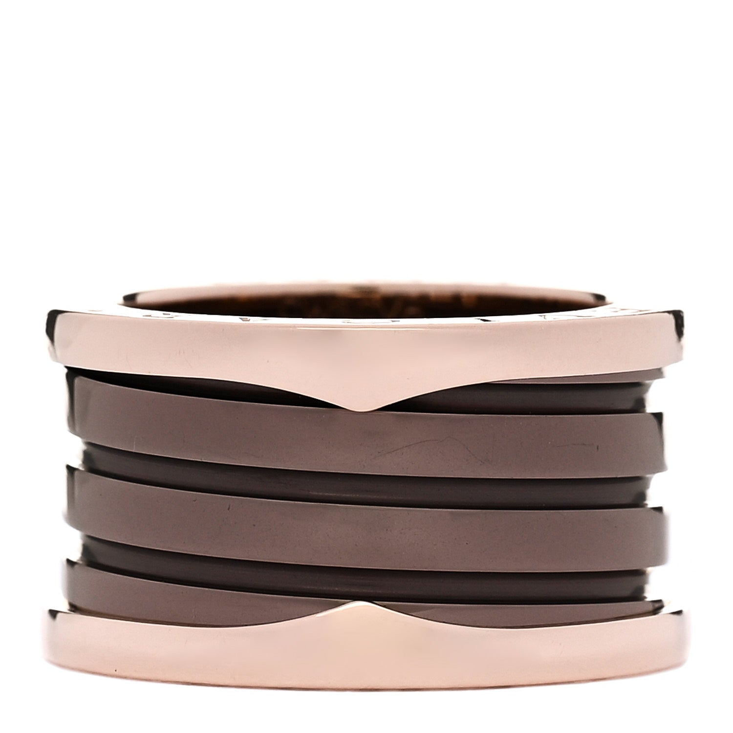 Bulgari 18K Rose Gold Bronze Cermet B.Zero1 Roma Four-Band Ring 52 6 1 of 6