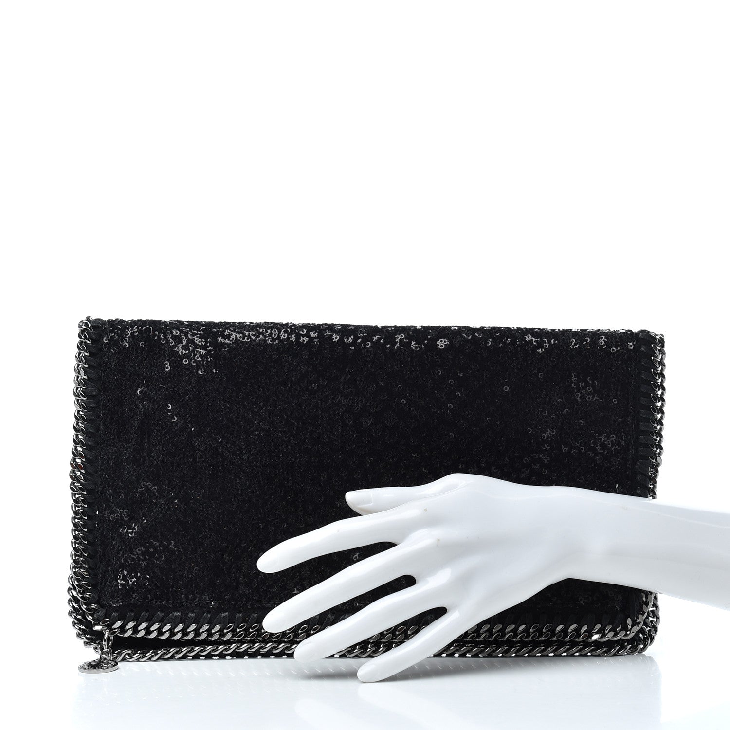 Stella McCartney Sequin Falabella Fold Over Clutch Black 2 of 6