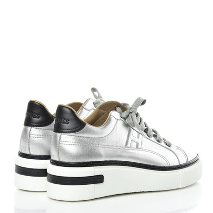 Hermes Metallic Nappa Polo Sneakers 39 Argent Black 4 of 10