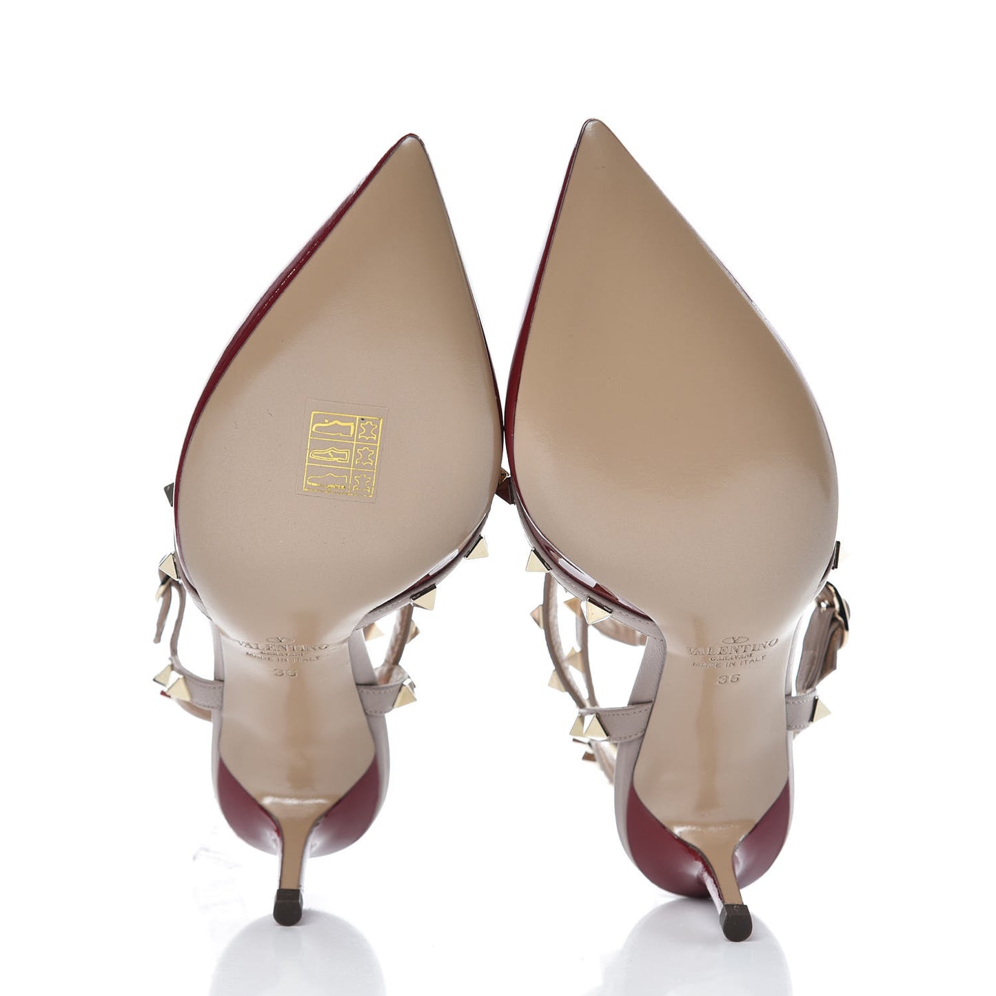Patent Nappa Rockstud Ankle Strap 65mm Pumps 36 Rubin Poudre
