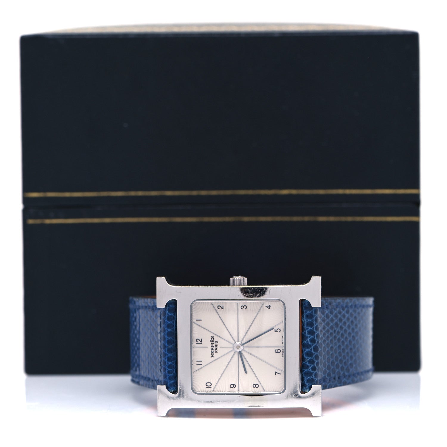 Hermes Stainless Steel Lizard 26mm Heure H Hour Quartz Watch Mykonos 7 of 7