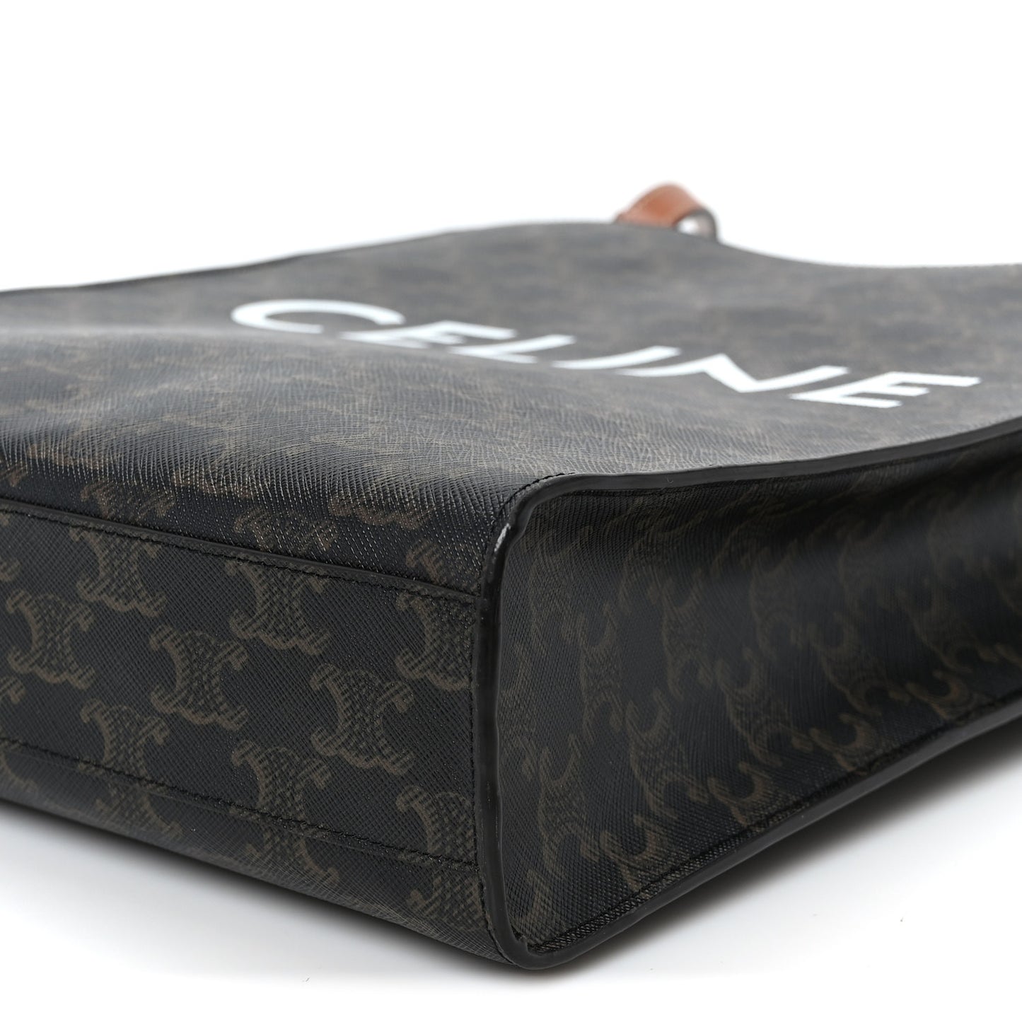 Triomphe Canvas Calfskin Small Vertical Cabas Tan