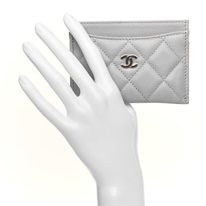 Chanel Caviar Quilted Card Holder Grey 2 of 9