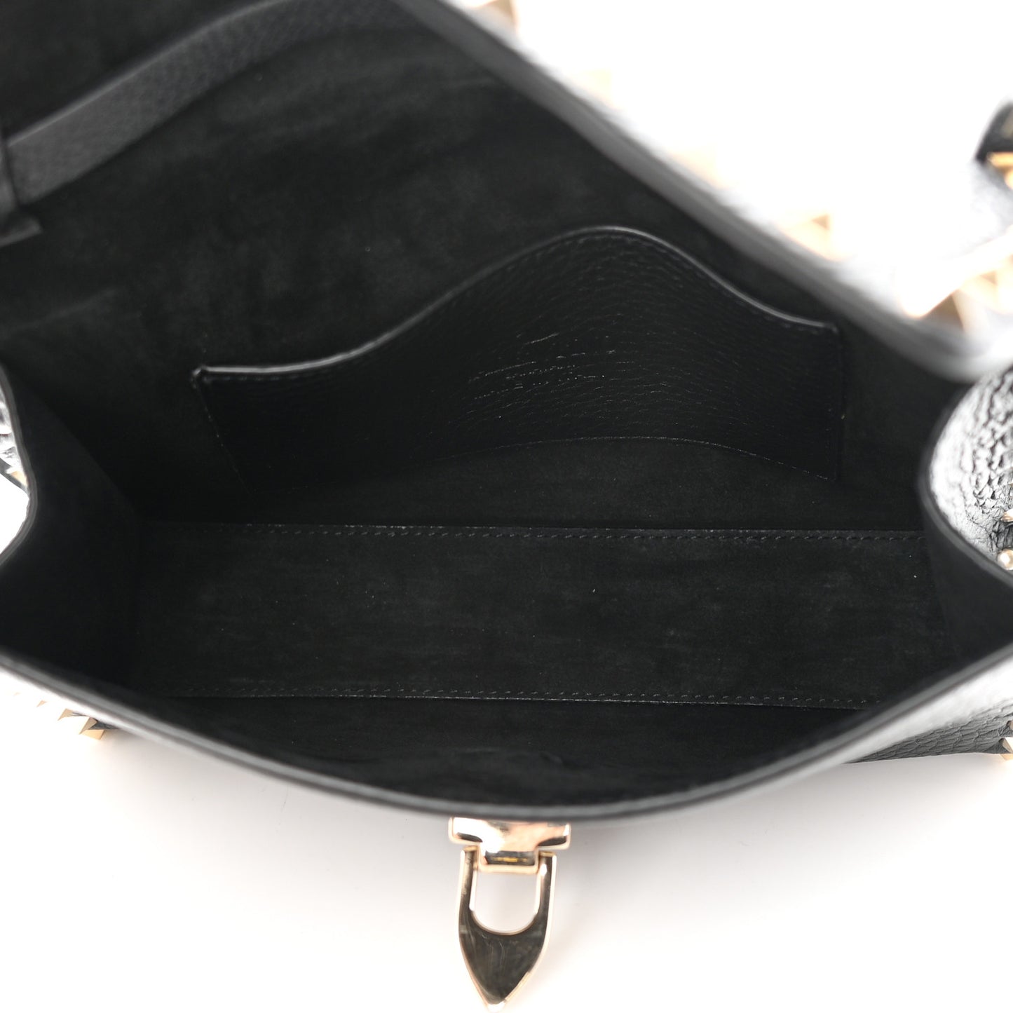 Pebbled Calfskin Medium Rockstud Flip Lock Crossbody Bag Black