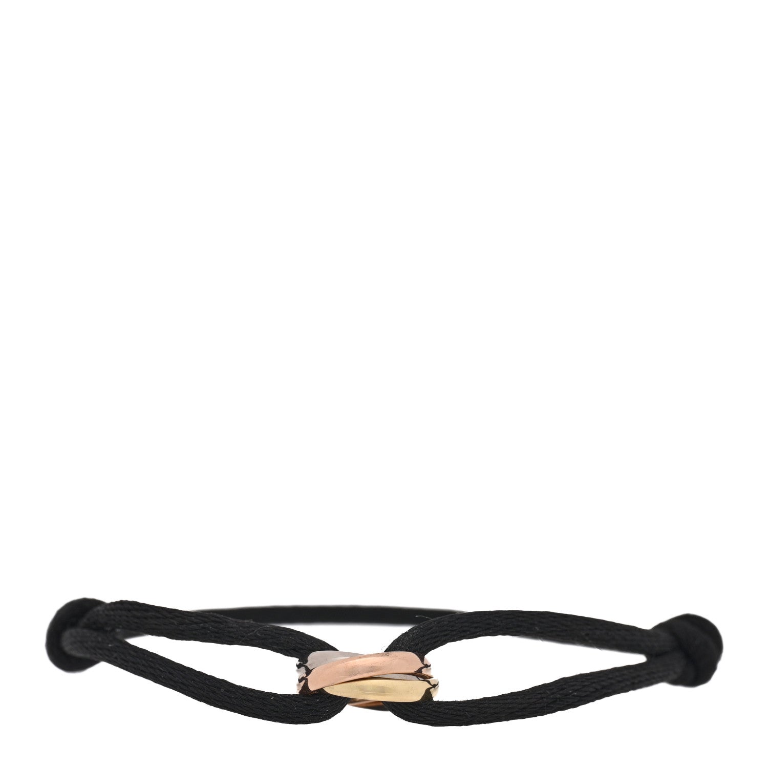 Cartier 18K Pink Yellow White Gold Trinity Adjustable Cord Bracelet Black Black 1 of 5