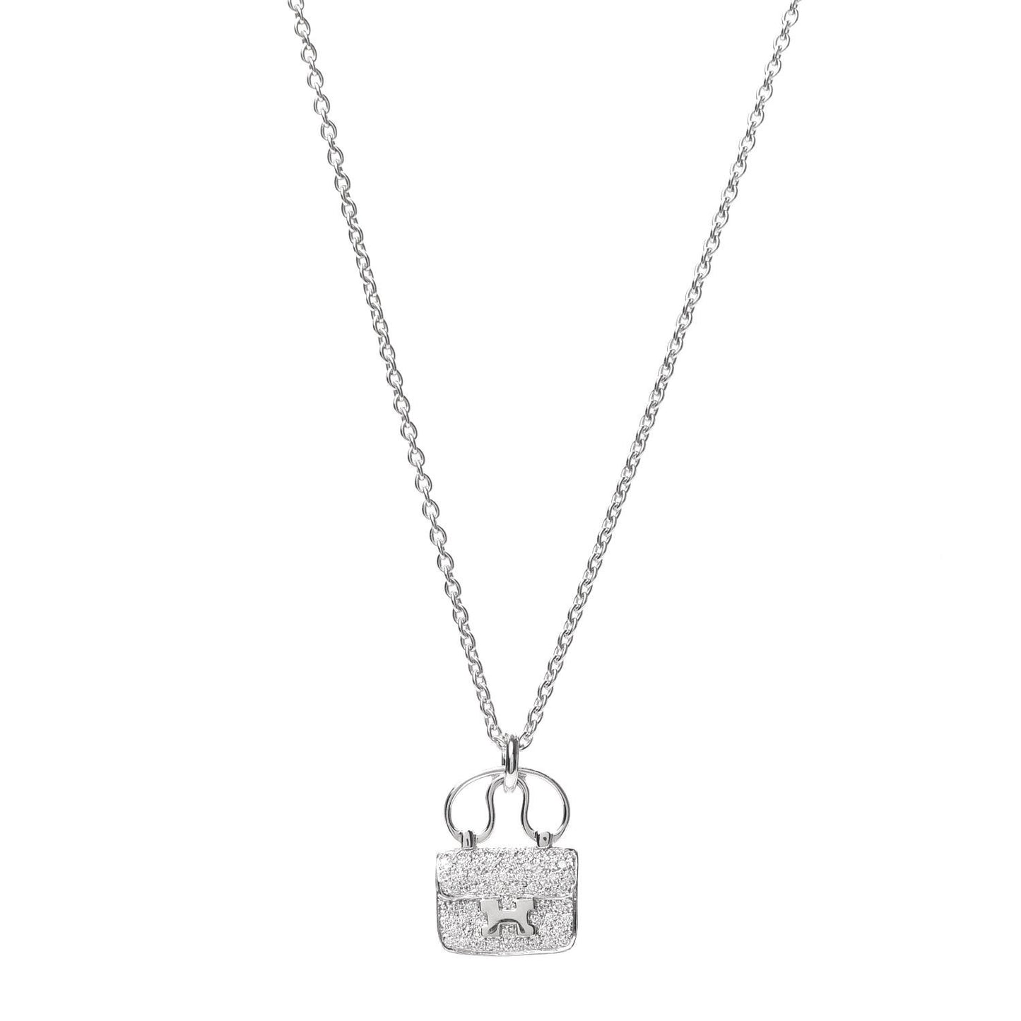 18K White Gold Diamond Constance Amulette Pendant Necklace