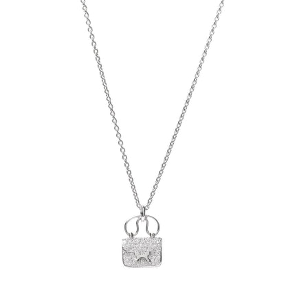 Hermes 18K White Gold Diamond Constance Amulette Pendant Necklace 1 of 6