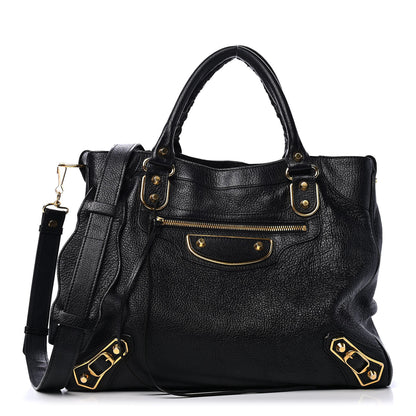 Balenciaga Chevre Gold Metallic Edge Hardware Velo Black 1 of 6