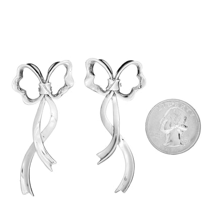 Tiffany Sterling Silver Large Bow Earrings 2 of 4