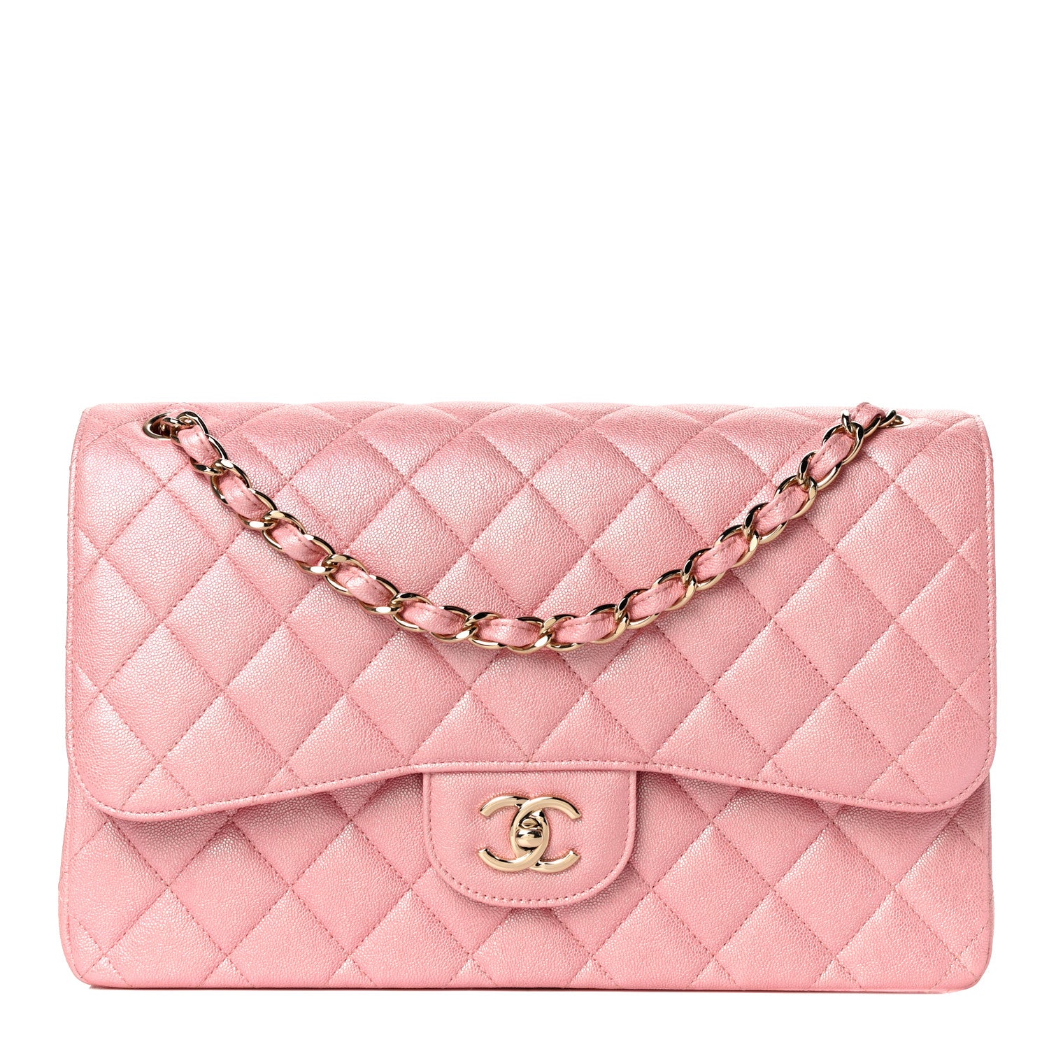 Chanel Iridescent Caviar Quilted Jumbo Double Flap Rose Pink 1 of 11
