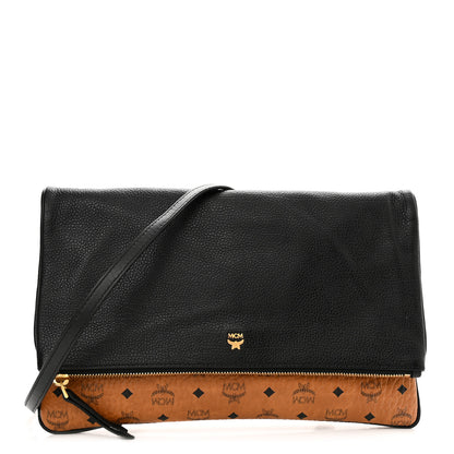MCM Visetos Corina Foldover Crossbody Bag Cognac Black 1 of 11