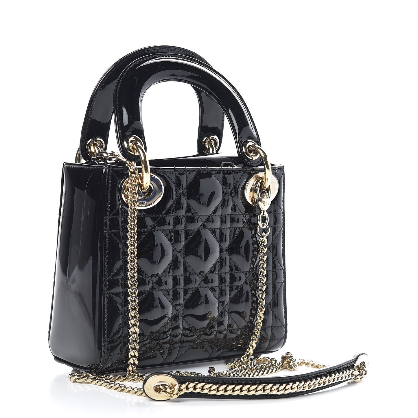 Patent Cannage Mini Lady Dior Black