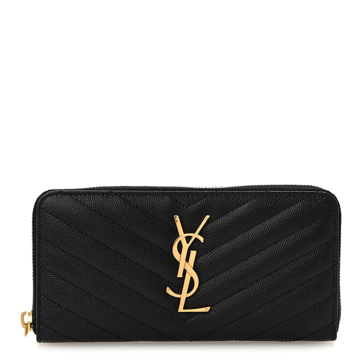 Grain De Poudre Matelasse Chevron Monogram Zip Around Wallet Black