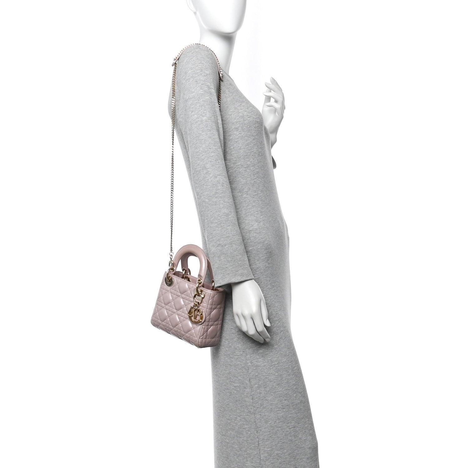 Christian Dior Metallic Lambskin Cannage Mini Lady Dior Lotus 2 of 11