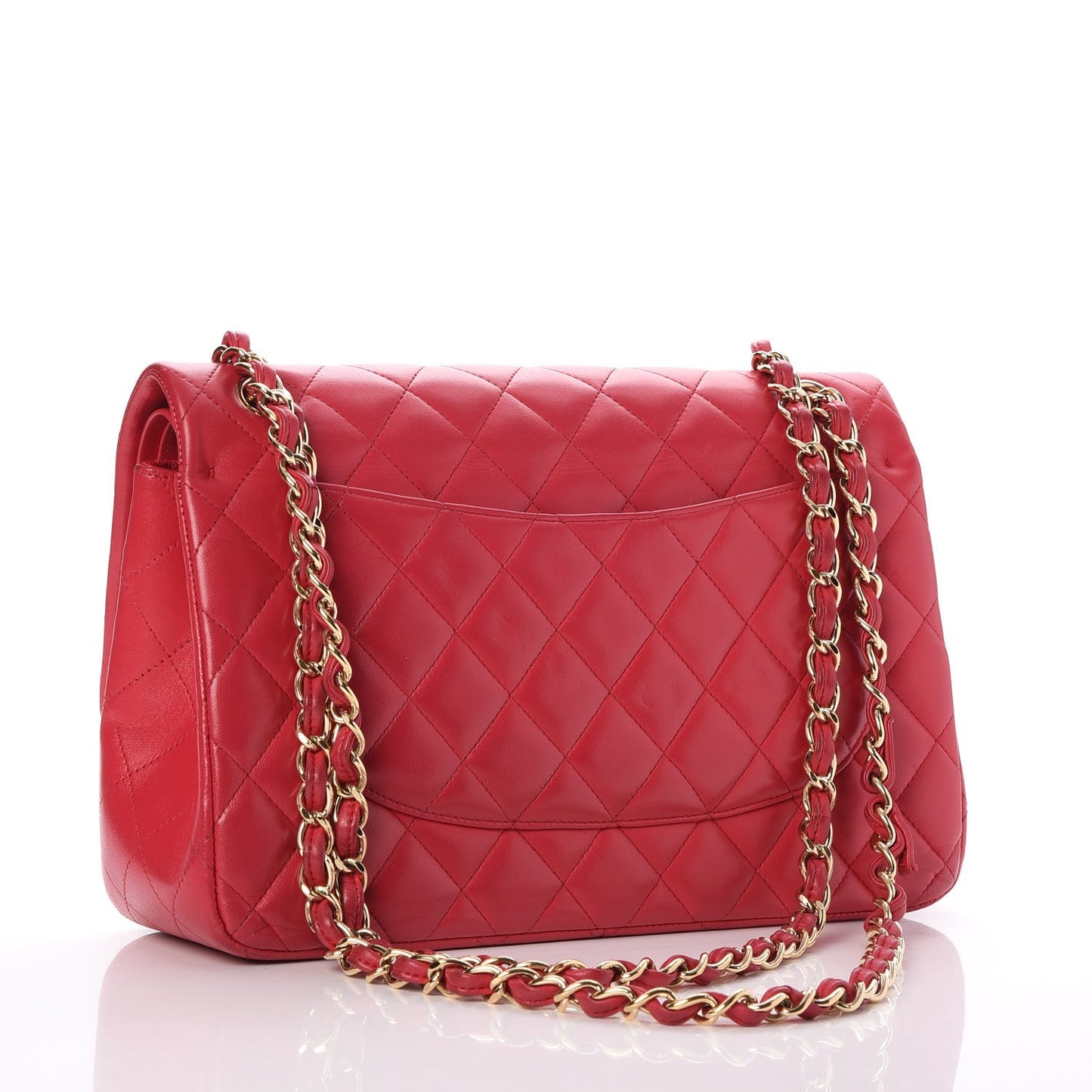 Lambskin Quilted Jumbo Double Flap Dark Pink