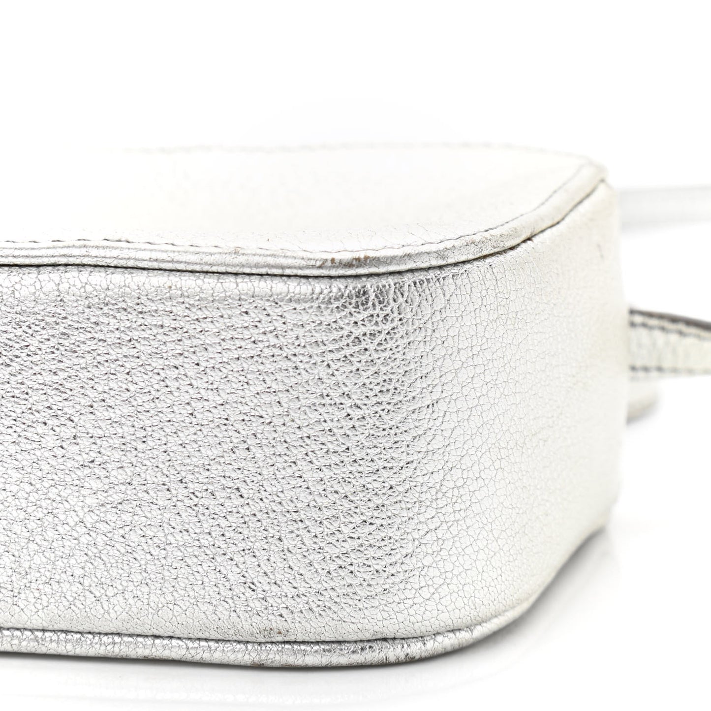 Metallic Goatskin Logo XS Everyday Camera Bag Argent Black
