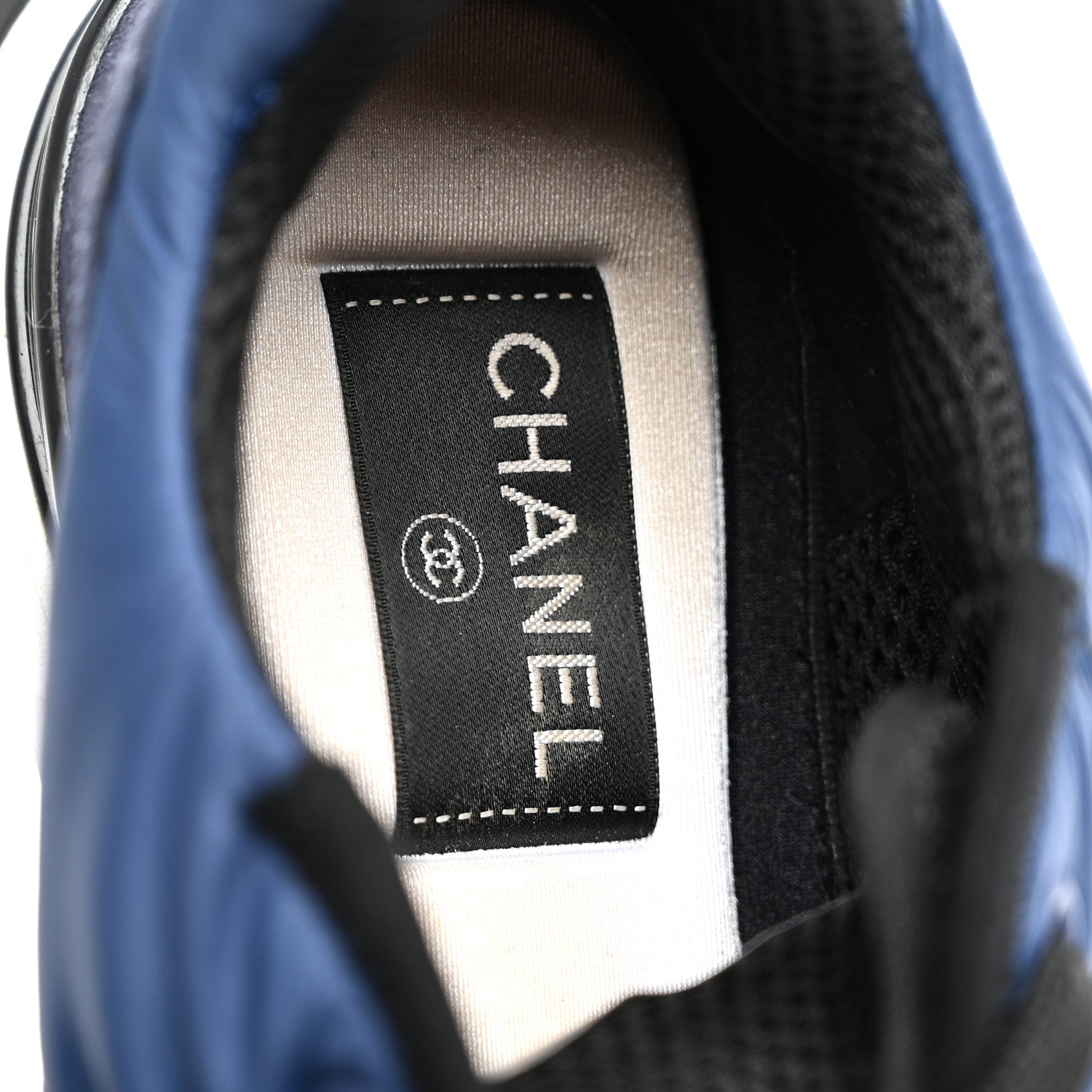 Chanel Nylon Suede Calfskin Womens Logo Sneakers 36 Dark Navy Blue 8 of 10