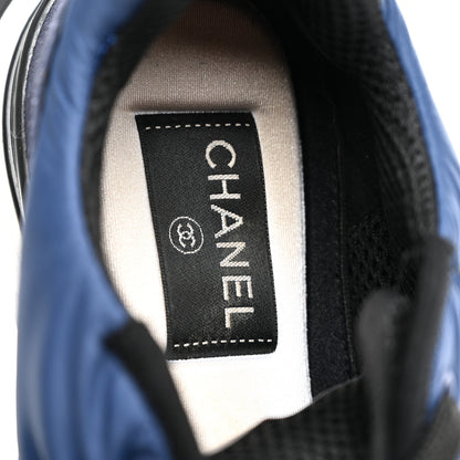Chanel Nylon Suede Calfskin Womens Logo Sneakers 36 Dark Navy Blue 8 of 10
