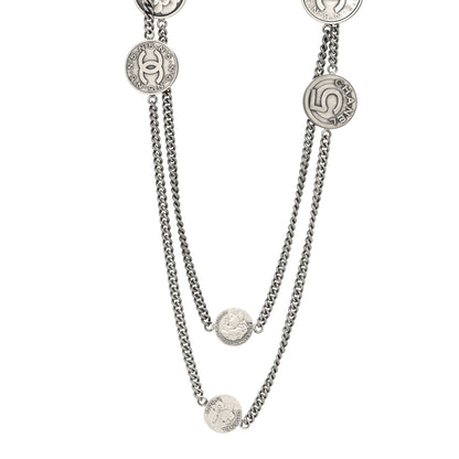 Chanel Metal Coin Long Necklace Silver 1 of 5