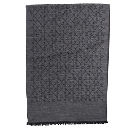 Gucci Wool Silk GG Monogram GGNat Scarf Anthracite 3 of 5