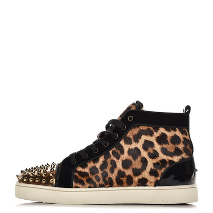 Christian Louboutin Mens Pony Hair Spikes Orlato Flat Sneakers 42 Leopard 1 of 10