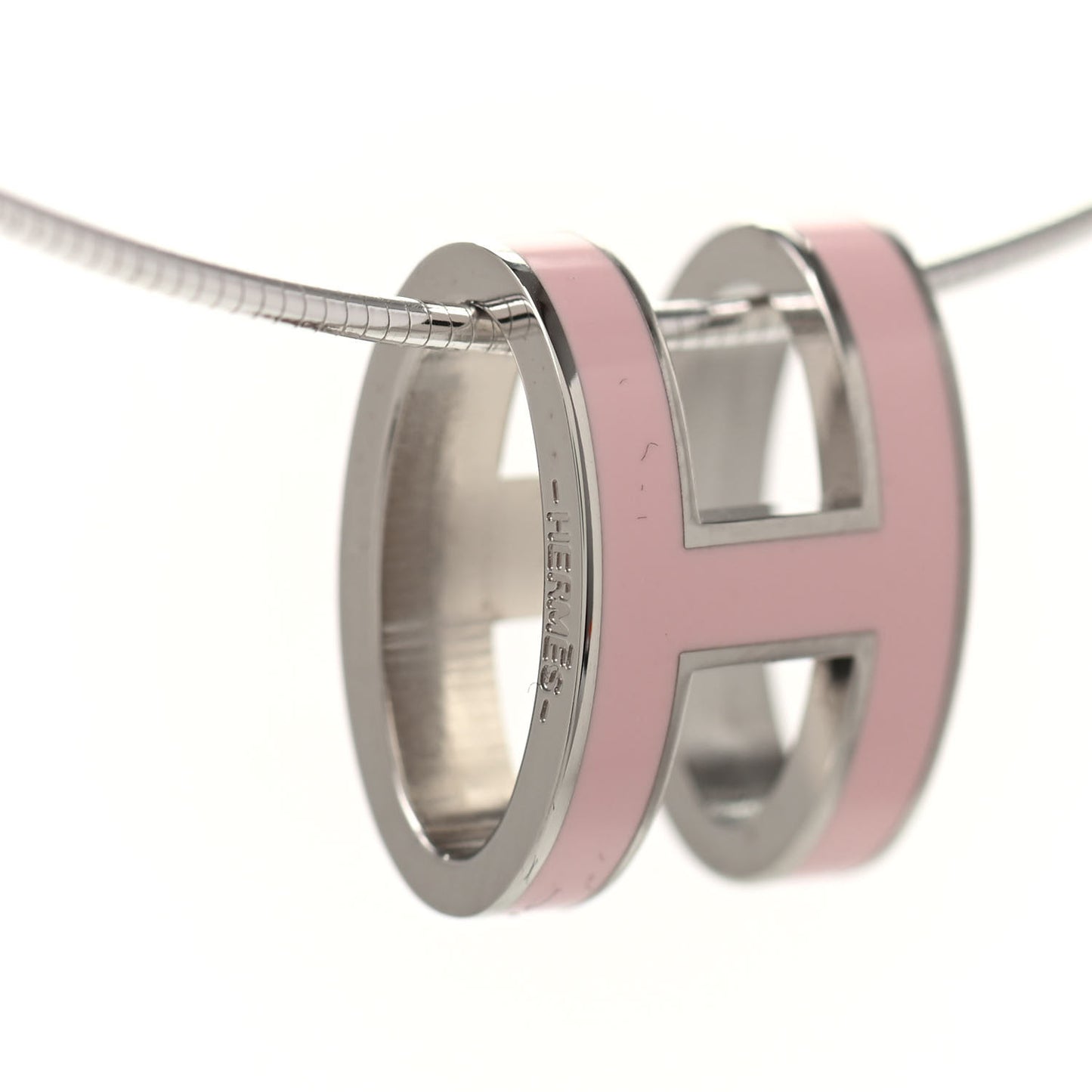 Lacquered Palladium Pop H Pendant Necklace Rose Dragee