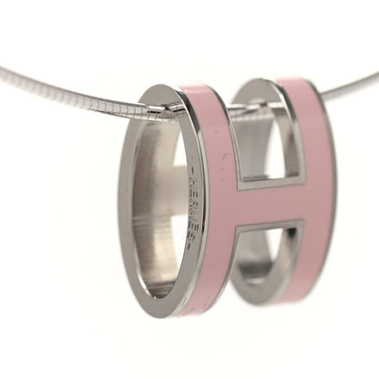 Hermes Lacquered Palladium Pop H Pendant Necklace Rose Dragee 4 of 4