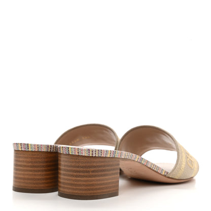 Christian Dior Lurex Romance Embroidered Dway 40mm Slide Sandals 39.5 Metal Multicolor 4 of 9