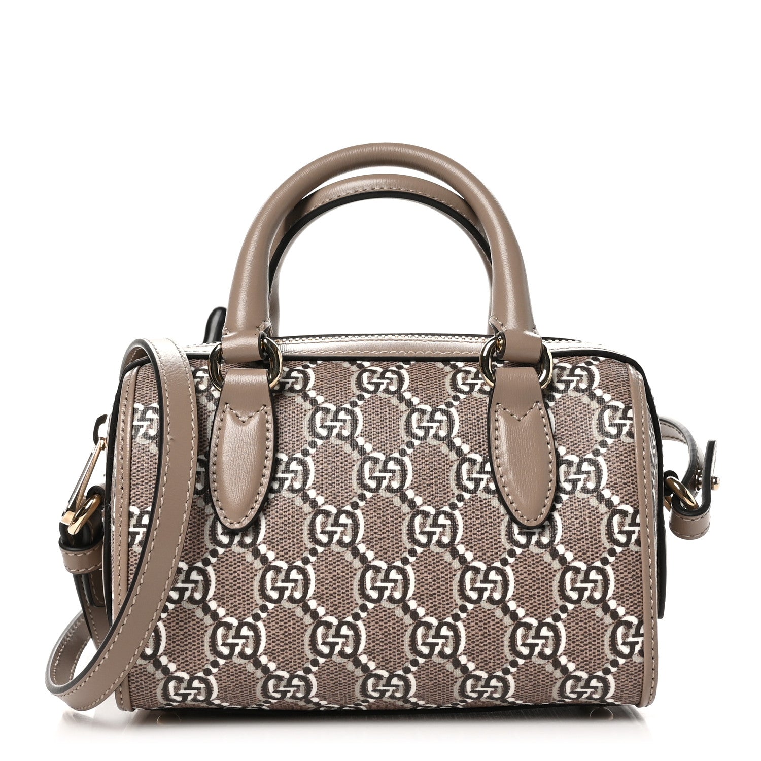 Gucci GG Shadow Monogram Super Mini Ophidia Top Handle Bowler Bag Taupe 1 of 11