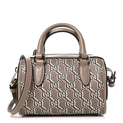 Gucci GG Shadow Monogram Super Mini Ophidia Top Handle Bowler Bag Taupe 1 of 11