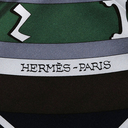 Hermes Silk Mecanique Du Temps Scarf 90 Noir Khaki Gris 4 of 9