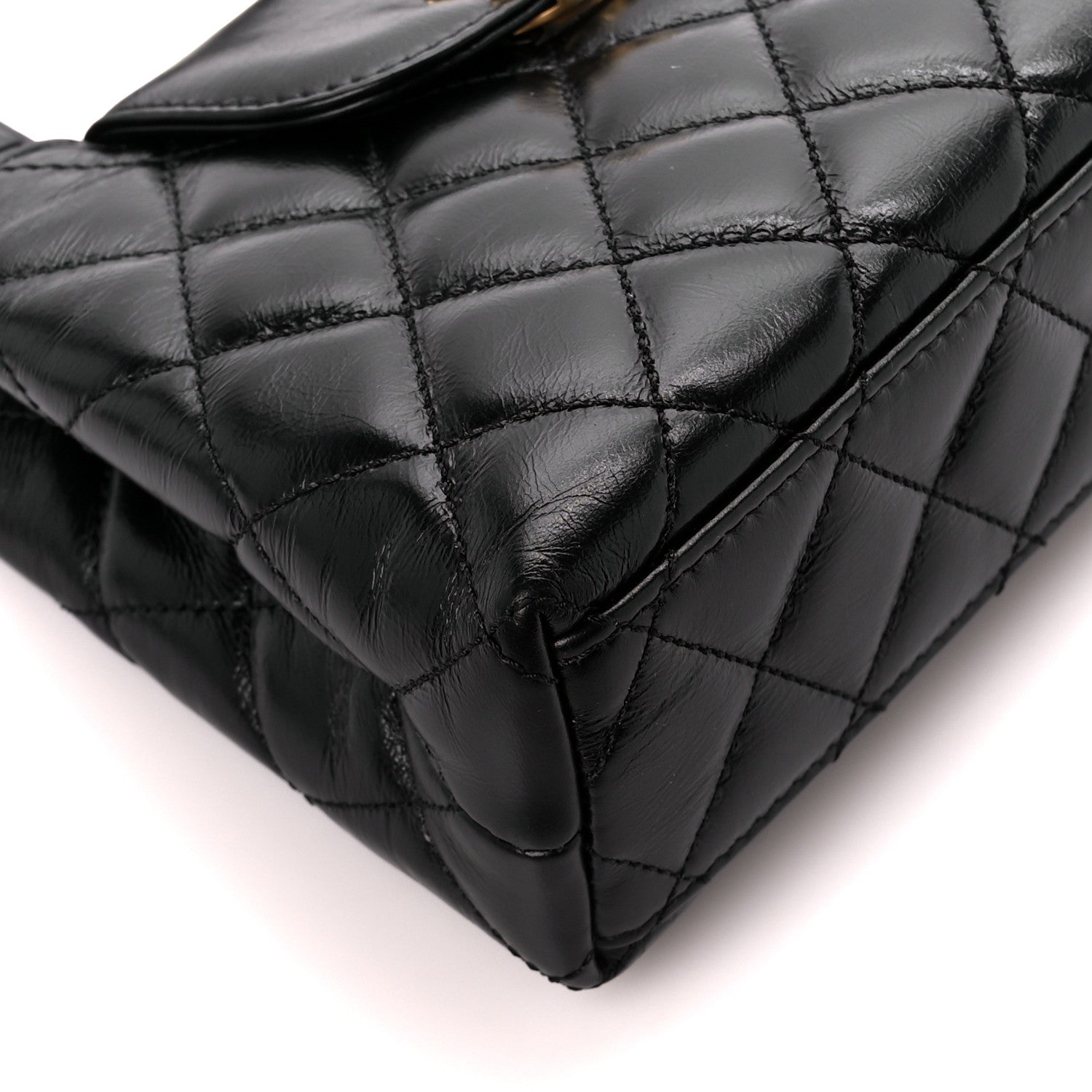 Chanel Shiny Aged Calfskin Quilted Nano Kelly Shopper Black 9 of 11