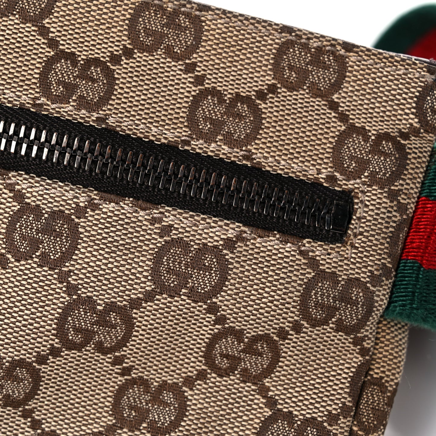 GG Monogram Web Double Pocket Belt Bag Dark Brown