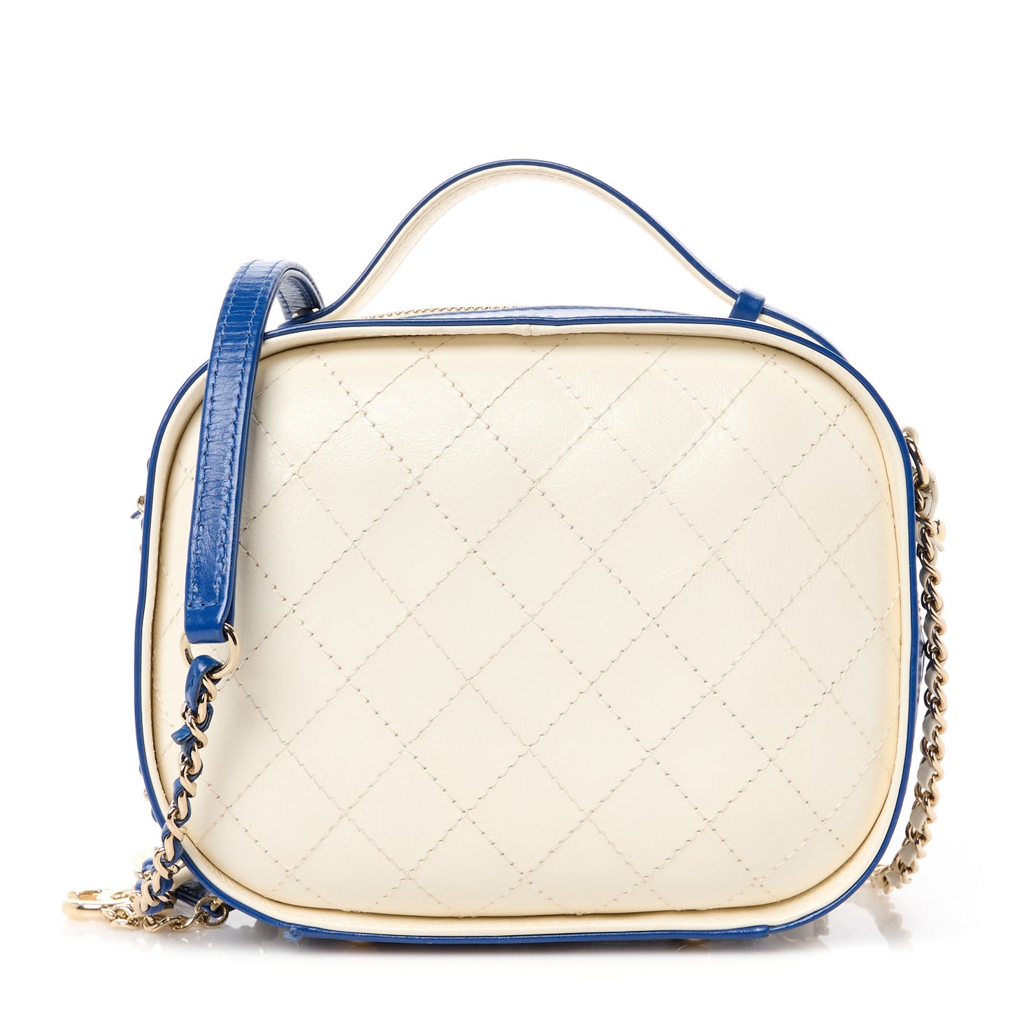 Calfskin Stitched Vanity Case White Blue