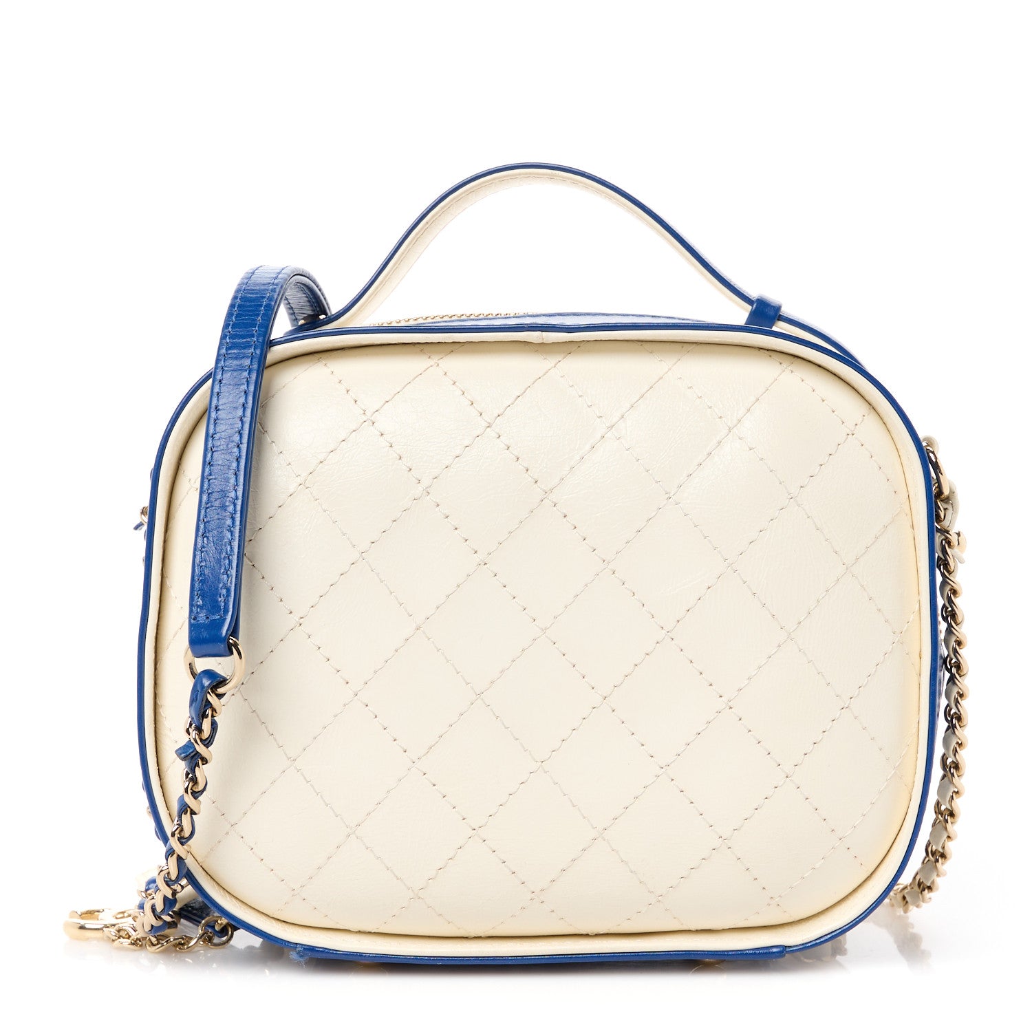 Chanel Calfskin Stitched Vanity Case White Blue 1 of 10